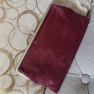 Burgundy dark red hobo wallet clutch